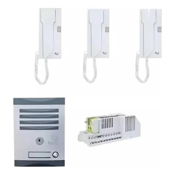 Kit Interfon Intec Audio 3 Teléfonos Cable Fuente Kt-3 Color Blanco