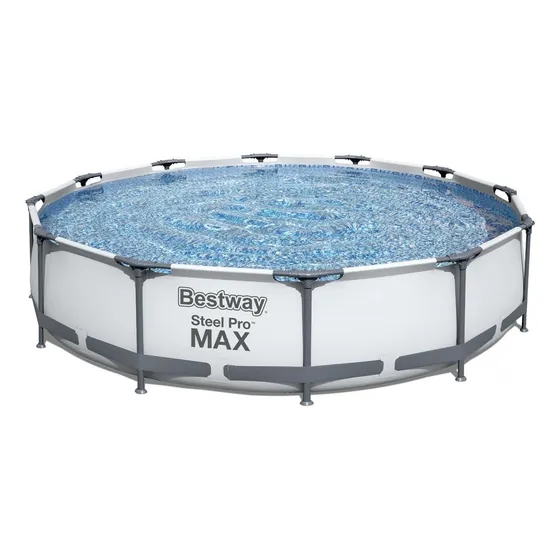 Alberca Estructural Redonda Bestway 56416 Con Capacidad De 6473 Litros De 366cm De Diámetro Gris Diseño Piedra Prismática