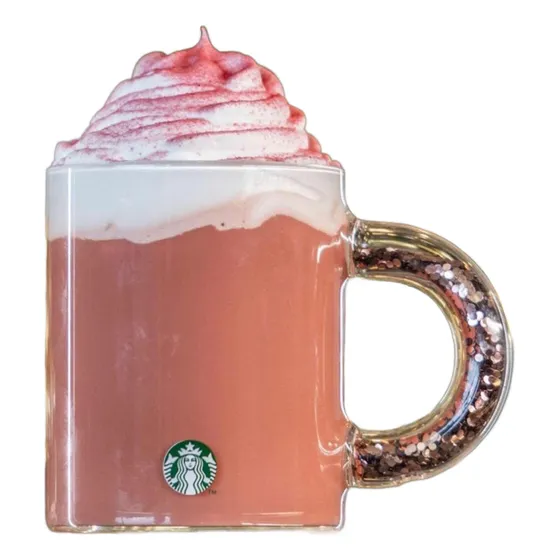 Taza De Vidrio Cristal Starbucks Edición Navidad Color Rosa