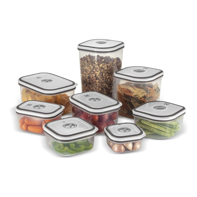 Kit Potes Plásticos Transparente Com Tampa Branca 8 Unidades Electrolux Kit Potes Plásticos Transparente Com Tampa Branca 8 Unidades Electrolux