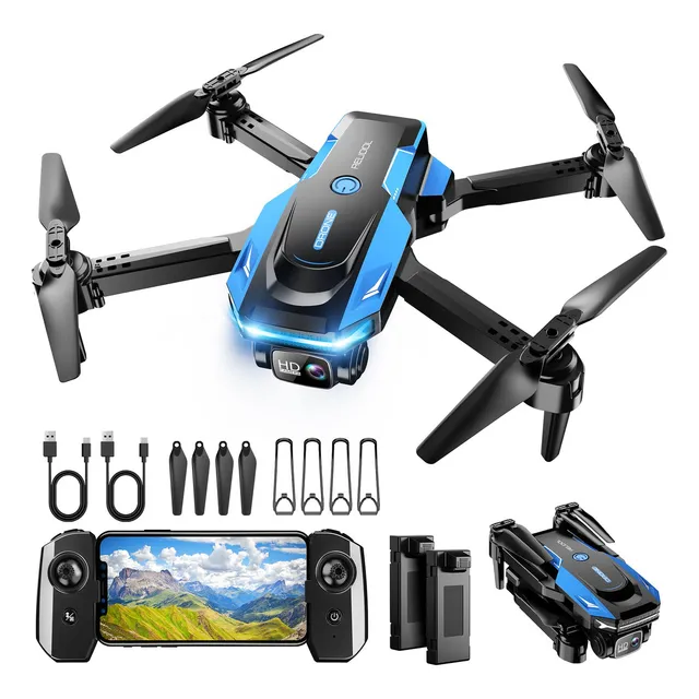 Drone Con Cámara P - Cuadricóptero Plegable Con Control D. Color Negro