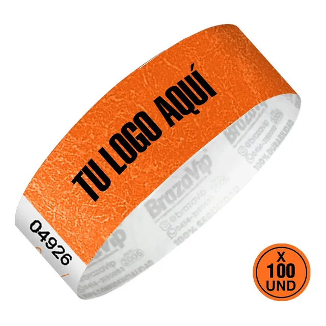 Brazaletes De Tyvek 3/4 Paq De 100 Brazaletes Personalizados