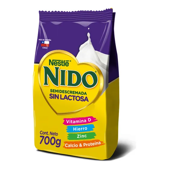 Leche en polvo NIDO® Semidescremada Sin Lactosa Bolsa 700g