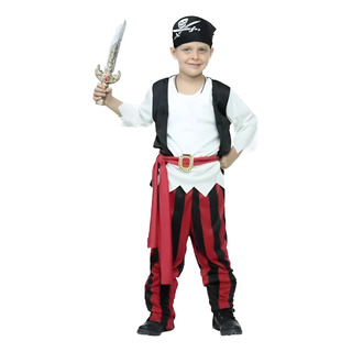 Disfraz Niño Pirata Rojo Con Rallas Fiesta Terror Halloween Disfraz Niño Pirata Rojo Con Rallas Fiesta Terror Halloween
