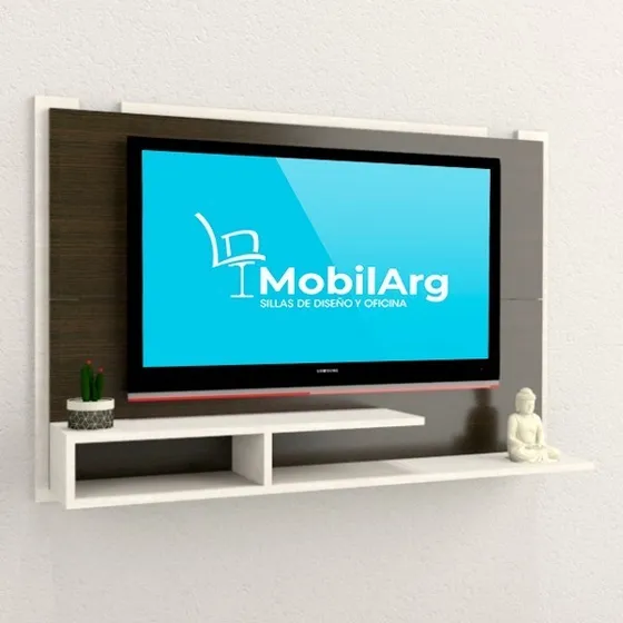 Rack Tv Lcd Led Panel Colgante Con Soporte Fijo Y Estantes Tv De 42 A 52 Pulgadas Facil Armado + Tornillos Para Amurar Color Wengue/chiaro