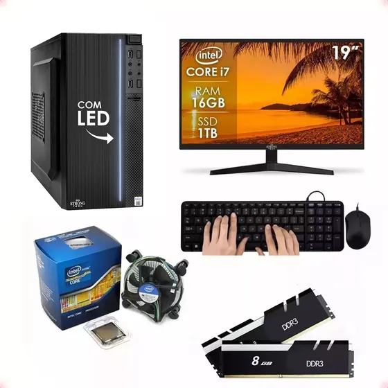 Computador Completo Intel I7 16gb Ssd 1tb Mon 19 Strong Tech