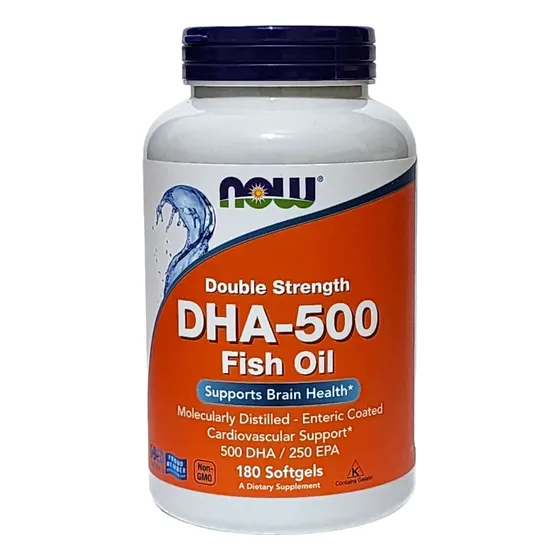 Suplemento en cápsula NOW DHA-500 aceite de pescado en pote de 90g 180 un | Cuotas sin interés