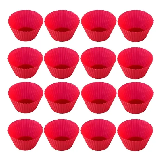24 Formas Cupcake Bolinhos Pão De Queijo Silicone Cor Vermelho