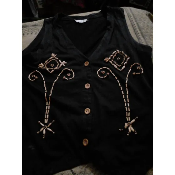 Chaleco Negro  100% Algodon Usado Talla M Made En España