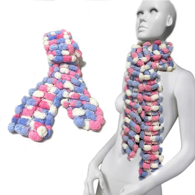  Bufanda Pashmina Pompón Tejida A Mano Cuello Lana Abrigo !!