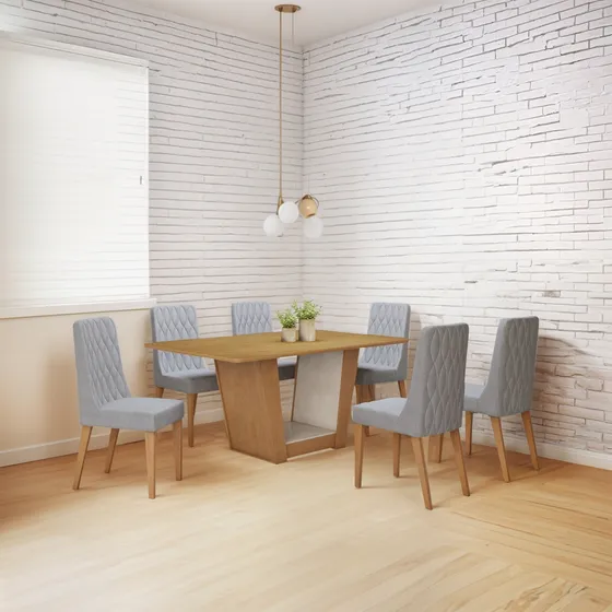 Conjunto Sala De Jantar 170cm Com 6 Cadeiras