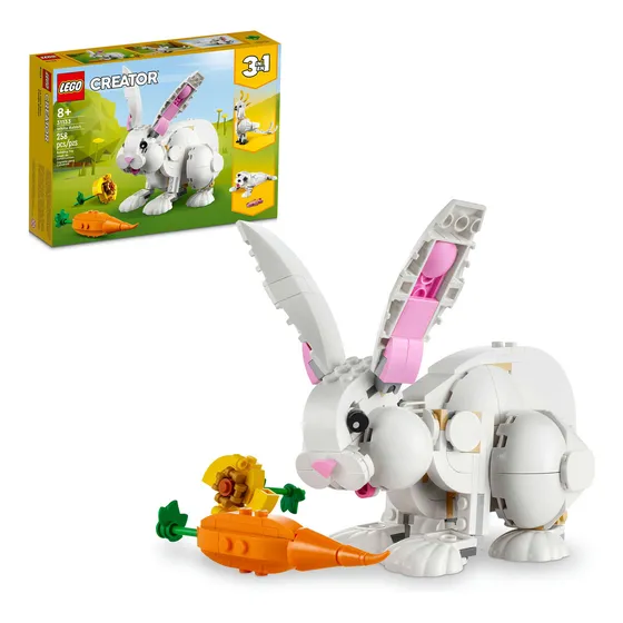 LEGO® Creator 3en1 31133 Conejo Blanco; convertible en una cacatúa y una foca blanca, para niños a partir de 8 años; juguete 3en1