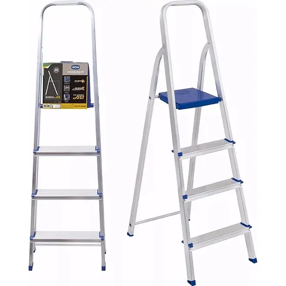 Escalera De Aluminio Tijera Plegable Mor 4 Escalones 120 Kg