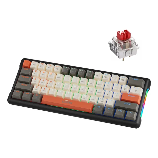 Teclado Leaven Gamer Rgb Mecánico 60% Inalambrico Red Switch