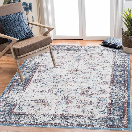 Alfombra Lavable Antideslizante 152 X 213 Cm Vintage Suave