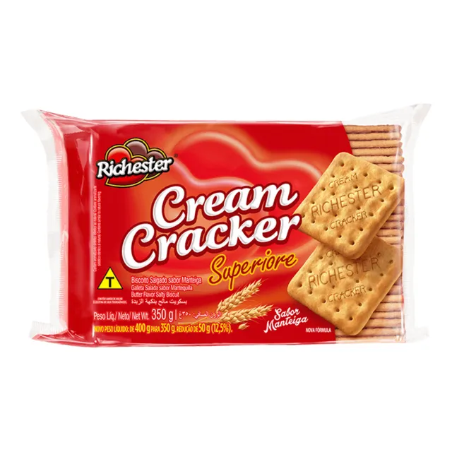 Biscoito Cream Cracker Richester kit com 6 pacotes de 350g