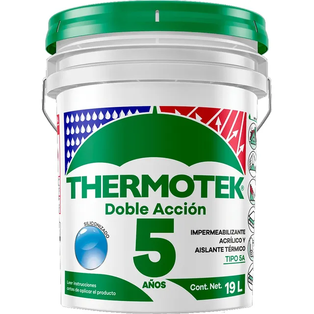 Impermeabilizante Termico Thermotek® Doble Acción 5 Años Fibratado Color Blanco