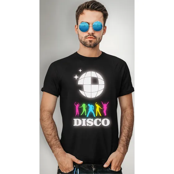 Playera Retro Disco Los 70s, Brilla En La Oscuridad, Pixels