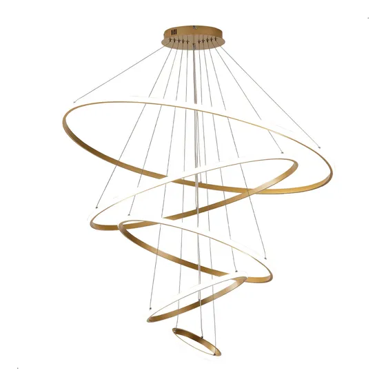 Lustre Pendente Moderno Led 5 Anéis Arcos Aros Dourado 3em1 