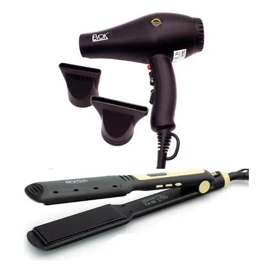 Kit Secador Profesional 1800 W + Plancha Steam Iron Evok