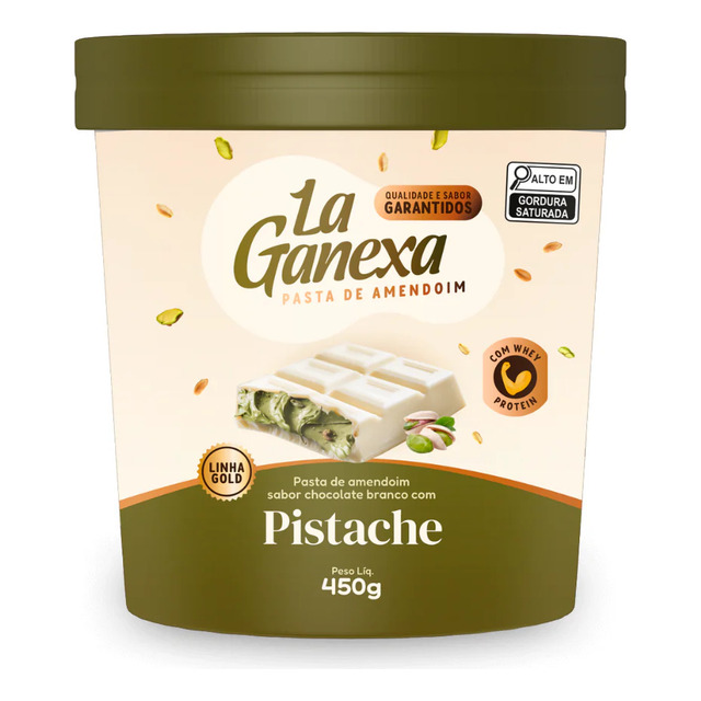 Pasta De Amendoim Chocolate Branco Pistache La Ganexa 450 G Pasta De Amendoim Chocolate Branco Pistache La Ganexa 450 G