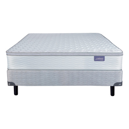 Conjunto Sommier Inducol Resortes April Queen De 140x190cm De Resortes Con Pillow Gris Conjunto Sommier Inducol Resortes April Queen De 140x190cm De Resortes Con Pillow Gris