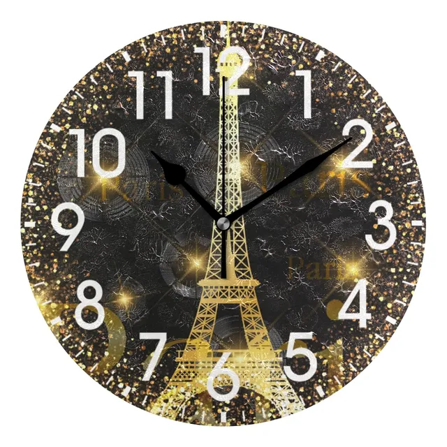 Reloj Pared Redondo Acrilico Estrella Luna Eiffel Paris 9.5