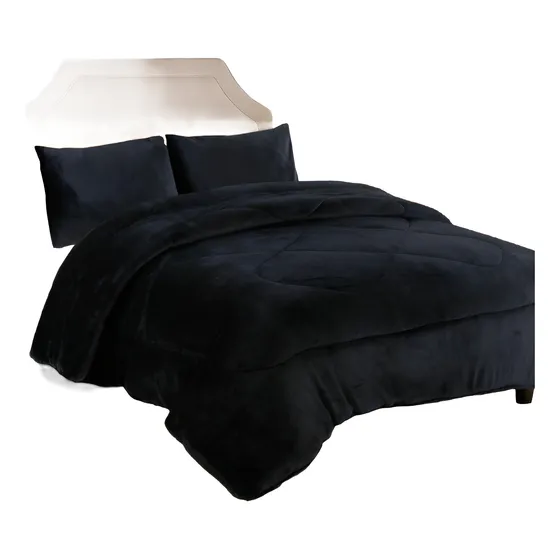 Cubrecama De Invierno Plush Con Chiporro 2 Plaza Gris S006