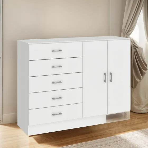 Cómoda Cajonera 5 Caj Y 2pts, Dormitorio, Cuarto, Oferta