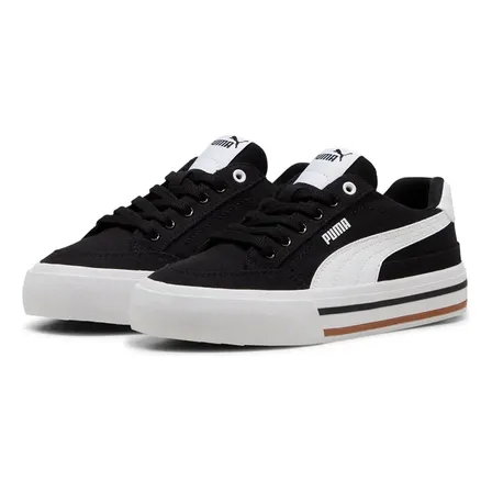 Tenis Puma Court Classic Vulc Fs Negro Y Blanco Para Junior