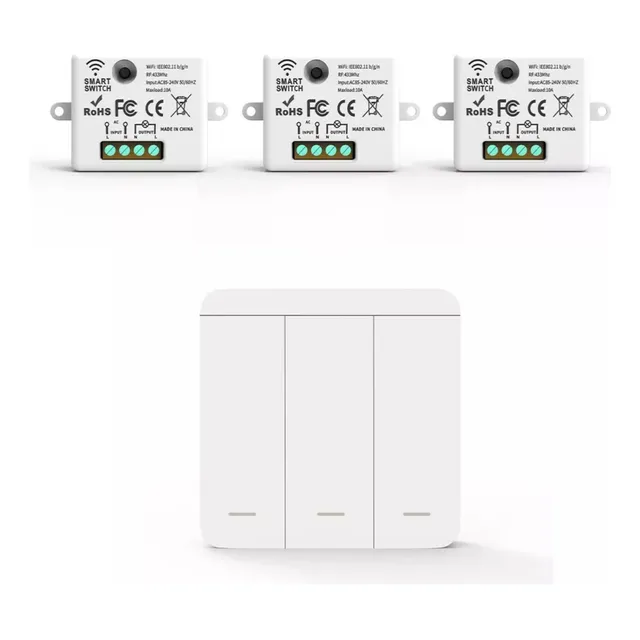 Interruptor 3 Teclas Remoto Sem Fio E 3 Modulo Rf 433mhz