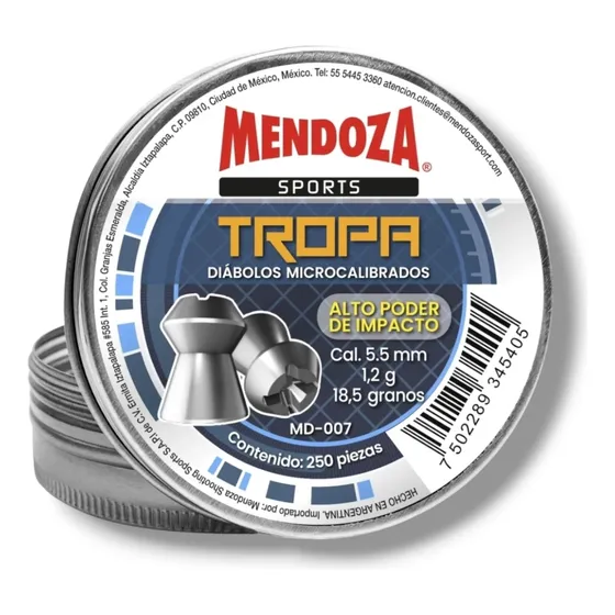 Diábolos Mendoza Tropa Especial Expansivos 5.5mm 250pz.