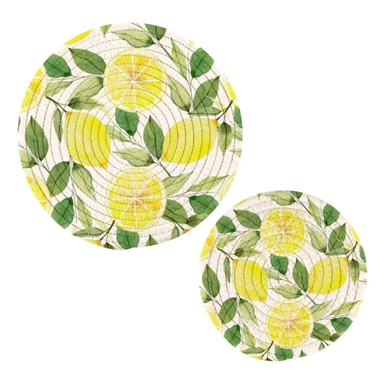 Ammao Juego 2 Agarradera Limon Amarillo Verano Hilo Cocina
