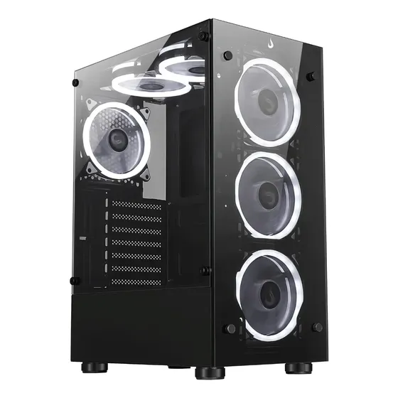 Gabinete Gamer ATX Rise Mode Glass 06x Black em Vidro Temperado S/fan Cor Preto