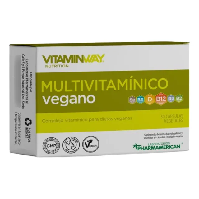 Multivitaminico Vegano D, B2, B6, B9, B12, Se X 30 Cápsulas