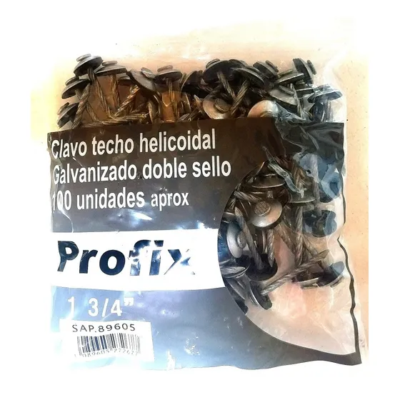 Clavos Para Techo Galvanizado Helicoidal 1 3/4 100 Unidades