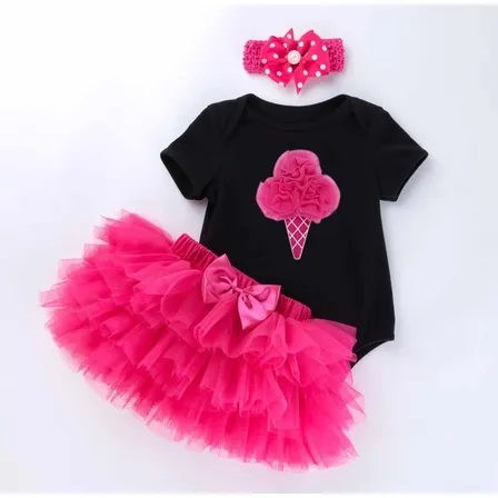 Conjunto Para Bebé De 3 Piezas Body + Tutú + Cintillo