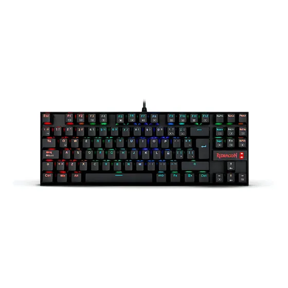 Teclado gamer Redragon Kumara QWERTY Outemu Black português Brasil cor preto com luz RGB