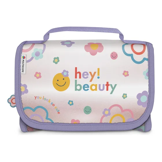 Cartuchera Desplegable Multiscope Hey! Beauty Tornasolada Color Lila Con Rosa Hey Beauty