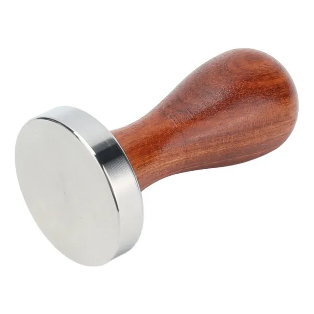 Tamper De Madera 53mm Calibrado Barista Acero Apisonador 