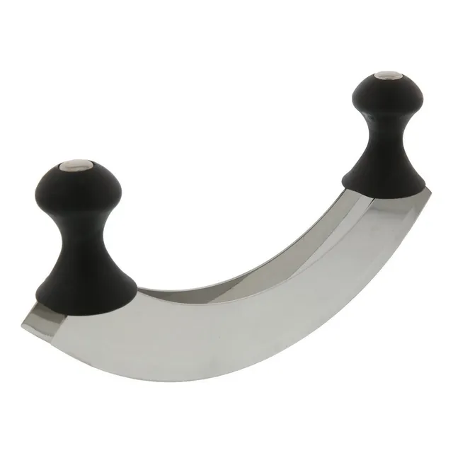 Cuchillo Cortador Doble Hoja Media Luna Acero Doble Mango