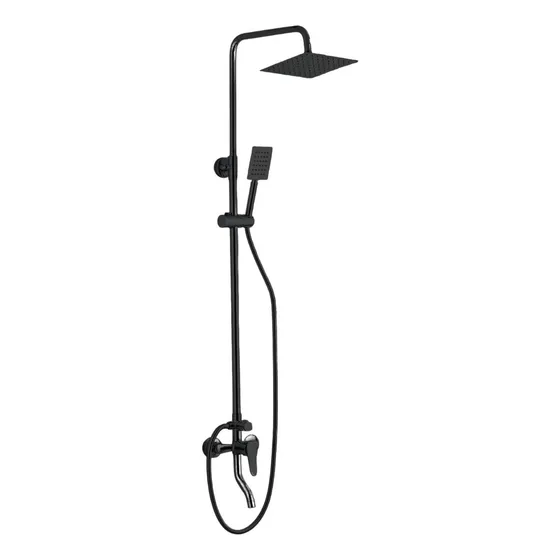 Columna Ducha Cuadrada Negro Exterior Monocomando Duchador