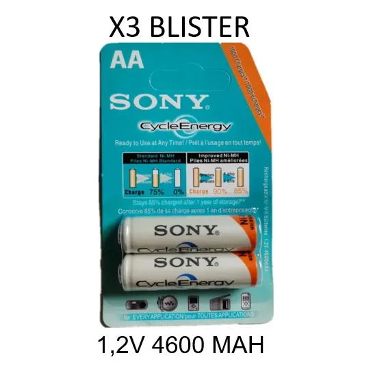 Baterias Recargables Aa Sony (6 Pilas) 1.2v 4600 Mah