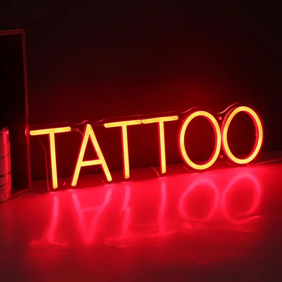Letrero De Pared Britrio Tattoo Con Luz De Neón Led Nombre Del Diseño