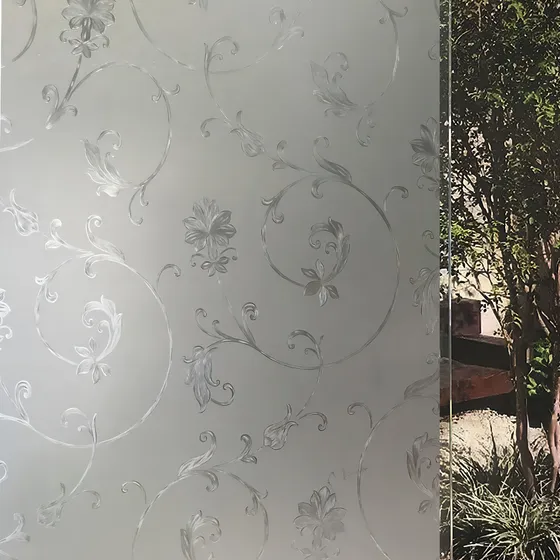 Pelicula Adesivo Eletrostatica 3d Vidro Flores E Ramos Cor Jateado Transparente