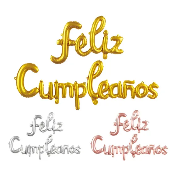 Globos Letrero Feliz Cumpleaños Banderines Adornos De Fiesta