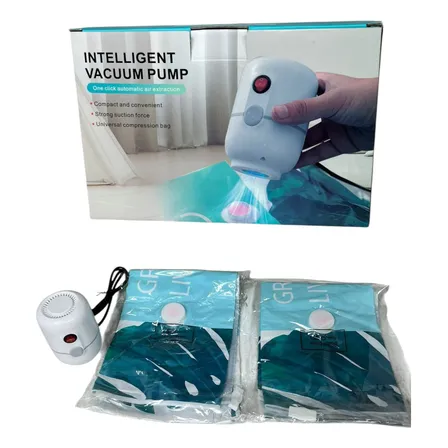Bomba Al Vacio + 2 Bolsas Al Vacio Para Ropa 50x70cm