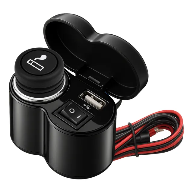 Tomada Moto 12v Usb Impermeável Com Carga Rápida E Acendedor