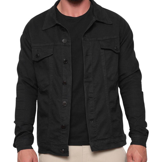 Jaqueta Masculina Sarja Jeans Slim Cores Clássicas Premium Jaqueta Masculina Sarja Jeans Slim Cores Clássicas Premium