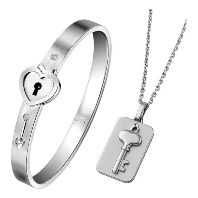 Cadena Candado + Pulsera Para Parejas Llave Regalo Joyeria